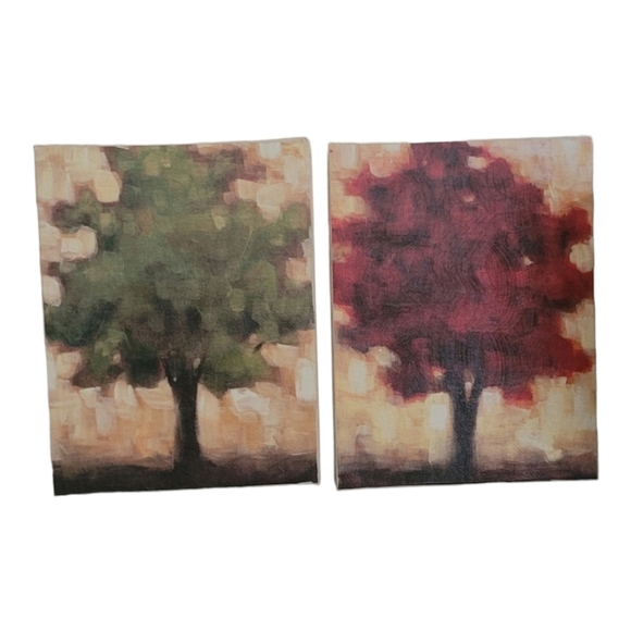 Impressions D' Arbres Seasons 2 Piece Canvas Painting Art Work by GEERTS Arts - Picture 1 of 7